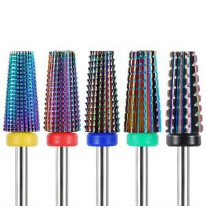 야카모즈 5Pcs 카바이드 네일 드릴 비트 세트, 3/32인치 샹크 전문 파일 XC C M F XF E 안전성 이파일 비트, 아크릴 젤 폴리시 매니큐어, 양방향 회전