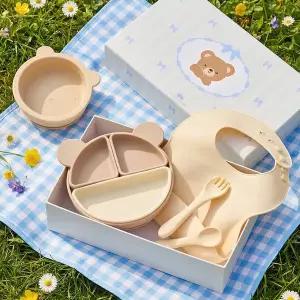 [리틀클라우드] 올인원 곰돌이 이유식기 선물 세트 (흡착식판+흡착볼+