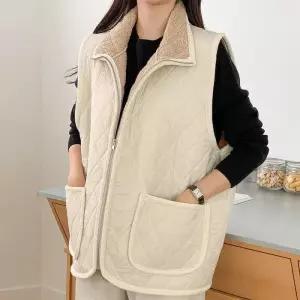 [다잇템]여자 양털 FW 누빔 빅사이즈패딩 덤블 조끼 (20235643A)