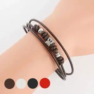 [다잇템]여자 장식 브레이슬릿 트윈 가죽 레더 팔찌 (12473986A)