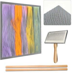 Gkesgm 울 블렌딩 천 9.8 X 인치, 방적 섬유 준비를 위한 다웰 2 개가 포함된 바늘 펠팅 도구 1 개, 울을 보드 용품