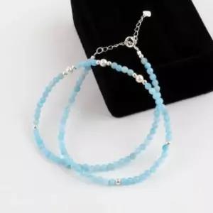 [다잇템]여자 옥비즈 사슬 실버볼 비즈 파란색 팔찌 (18994250A)