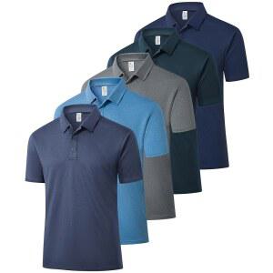 ZITY 5팩 남성 폴로 셔츠 반팔 캐주얼 퍼포먼스 모이스처 위킹 골프