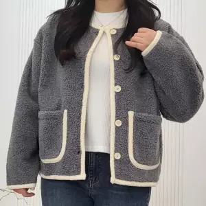 아이우먼 포근뽀글배색버튼자켓 DLK780M412 빅사이즈 (28400132A)