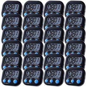 루모이 24개 디지털 주방 타이머 마그네틱 백 벌크 대형 화면 시끄러운 알람 켜기/끄기 스위치 1분 1초 카운트 업 카운트다운 메모리 설정(블랙과 블루)