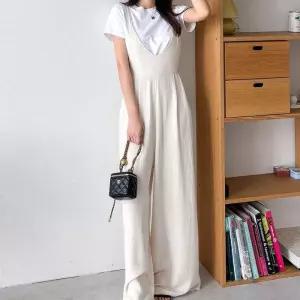 [다잇템]여자 썸머 핀턱 마원단 코르셋 넓은 점프수트 (14723672A)