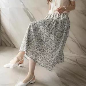 [다잇템]여자 티어드 배색플라워 면원단 롱스커트 (32270234A)