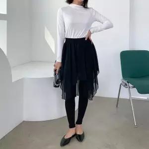 [다잇템]여자 시폰 샤스커트 언발 쫄바지 치마 (12802951A)