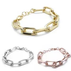 [다잇템]여자 볼드체인 3Type 실버 로즈 금색 팔찌 (12472406A)