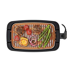 셰프맨 무연 실내 전기 그릴, 구리, 초대형 논스틱 테이블 상판 조절 가능한 온도 조절이 BBQ, 식기세척기 안전 부품, 9인치 x 15인치