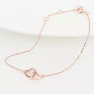[다잇템]여자 하트 금색 트윈 실버925 더블 분홍 팔찌 (12516723A)