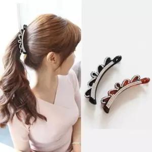 [다잇템]여자 바나나핀 럭셔리 올림머리 큐빅 집게핀 (15832816A)