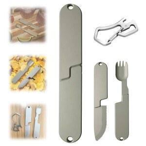 2 in 1 캠핑 식기 세트, 각각 휴대용 탈착식 나이프 스팍 포켓 쿠킹 포크 스푼 도구, 다기능 여행용 실버웨어 등산용