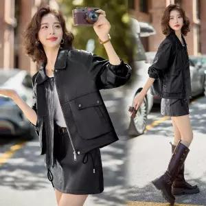 타노스여자 데일리룩 자켓 가죽 빈티지 코트 숏 가을 캐주얼 빅 포켓 PU 점퍼 KUK3