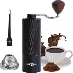 정밀 코니컬 버(Conical Burr) 수동 커피 그라인더 - 이중 베어링 탑재 조절 가능한 핸드 에스프레소