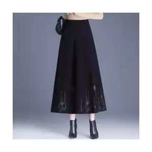 타노스여성 치마 블랙 롱 오피스룩 키작 프린트 데일리룩 A라인 프리사이즈 우아한 면혼방 하객룩 KUK5