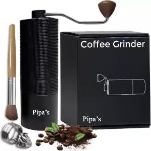 피파의 수동 커피 원두 그라인더 브러시(35g) 스테인리스 스틸 버 밀 에스프레소용 조절 가능한 붓 오버