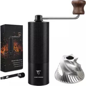 스테인리스 원뿔형 버가 있는 SUNYA 수동 커피 그라인더. 설정 조정 가능한 알루미늄 쉘 핸드 원두 밀.