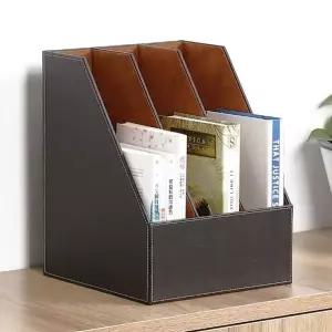 [하프클럽/셀러허브]오피스원 가죽 파일박스 3칸 문서 서류꽂이 브라운