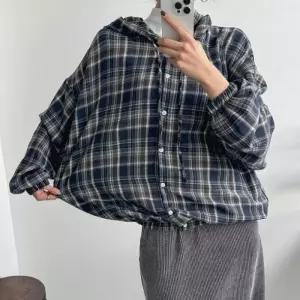 [신상오픈런]여성 체크 후드 셔츠 빅사이즈 퍼프핏 아방핏 (42520016)