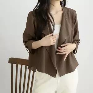 [신상오픈런]여성용 가을 링클 오픈카라 칠부 자켓 오피스룩 (39184807)