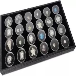 키 디자인 24 보석 쇼케이스 쌓을 수 있는 디스플레이 트레이 암석 보관함 구슬 보관 용기 블랙 폼 7/8W x