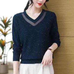 여성니트 봄가을 스팽글 니트 루즈핏 브이넥 이너 무드 스웨터 심쿵직구