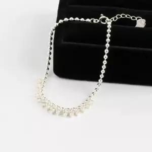 [다잇템]여성 구슬 장식 큐빅 코디 실버 팔찌 (31867857A)