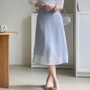 [다잇템]여자 코디 격자 들러리룩 웨딩 시폰 스커트 (32300971A)