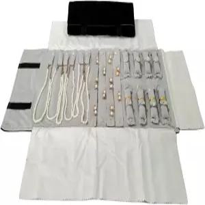 SCIKEHEFT 여행 롤백 주얼리 디스플레이 수납 정리함 다기능 벨벳 파우치(블랙 및 그레이)