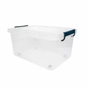 공간 EGC633T4 리빙박스 투명 45L(손잡이-다크블루)