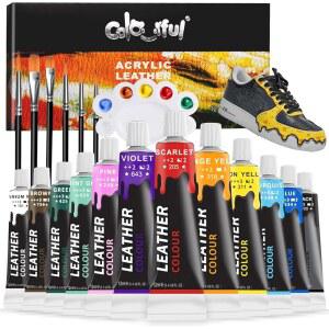 신발 페인팅을 위한 컬러 아크릴 가죽 페인트 - 가방 및 지갑 장식용 12가지 색상 페인트, 재킷 관리, 공예 DIY 맞춤형 프로젝트