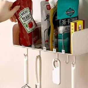 장만A793 JDG065D2 벽걸이 7칸 벽고정식 수납케이스 임의간격조정 선반 후크 양념선반대