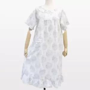 [다잇템]여성 면원단 아사면 잠옷 반소매 원피스 (41346746A)