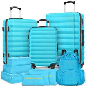 Suitour 수하물 세트 스피너 휠 ABS 하드 케이스 여행용 여행 가방 세트(20 / 24 28 인치) 6 개의 PC 포장 및 드로스트링 백팩 3