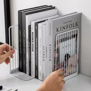 [하프클럽/셀러허브]튼튼철제 라인L자 북엔드 책고정 북앤드 2p (화이트)