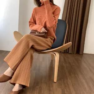 여성바지 봄가을 와이드 밴딩 헤링본 니트 팬츠 심쿵직구