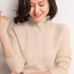 여성캐시미어 반폴라 맨투맨 니트 스웨터 심쿵직구