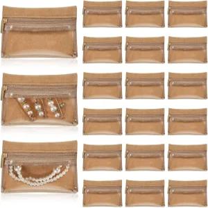 의이판 36개 여행용 주얼리 가방 벌크 지퍼 파우치 플란넬 휴대용 포켓 정리함 목걸이 귀걸이 여성 선물