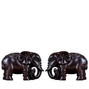나무 코끼리 조각 단단한 한쌍 거실 미니 선물