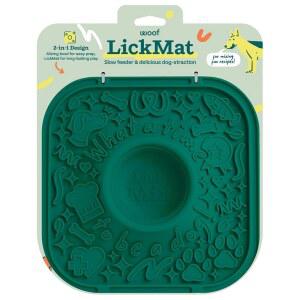 WOOF 핥기 매트 - 청소하기 쉬운 반려견용 미끄럼 방지 디자인의 슬로우 피더 BPA 프리 실리콘 인터랙티브 반려견 장난감