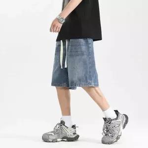 버뮤다 워싱 데님 밴딩 숏팬츠 남성 청바지 팬츠 남성 밴딩 와이드