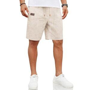 COOFANDY 남성 캐주얼 린넨 반바지 신축성 허리 스트링 루즈핏 여름 해변 휴가용 포켓