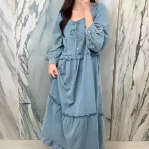 [다잇템]여자 티어드 청순룩 스퀘어넥 박스 진 롱원피스 (32527718A)