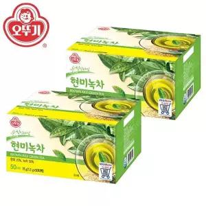 [셀러허브]오뚜기 현미녹차 50T X 2개/기호성차 일회용 티백 탕비실 (S12296743)