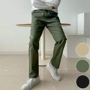 밴딩 면바지 세미 와이드 일자 팬츠 데일리 사계절ijk154