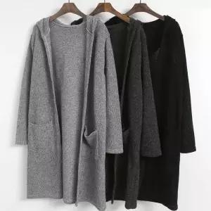 빅사이즈아우터 V415L601 오픈후드투포켓가디건 YY (44784632A)