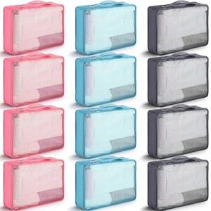 투돔로 12개의 대형 포장 큐브 캐리어용 수하물 정리함 메시 여행용 가방 캠핑 하이킹용