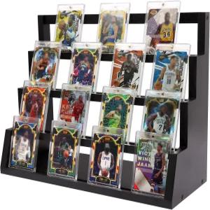 MCAEFER ZHCY 4단 트레이딩 야구 축구 스포츠 카드 디스플레이 케이스 우드 스탠드 게임 컬렉션을 위한