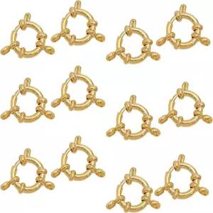 PH PandaHall 12pcs 스프링 클래스프 링 목걸이 링크 18K 골드 도금 304 스테인리스 스틸 커넥터 매력으로